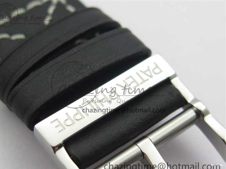 MIROTIME 0402 Stylish Calatrava 5524 Pilot Travel Time SS GRF Black Dial on Black Leather Strap A324 V 7108